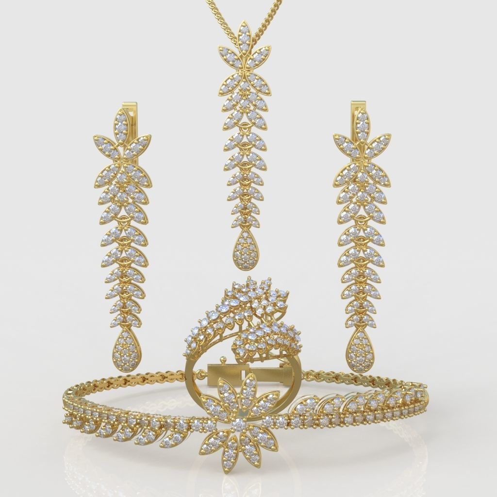 Ring Bracelet Earring and Pendant Set 3D printable model 0044 3D Model Collection_3