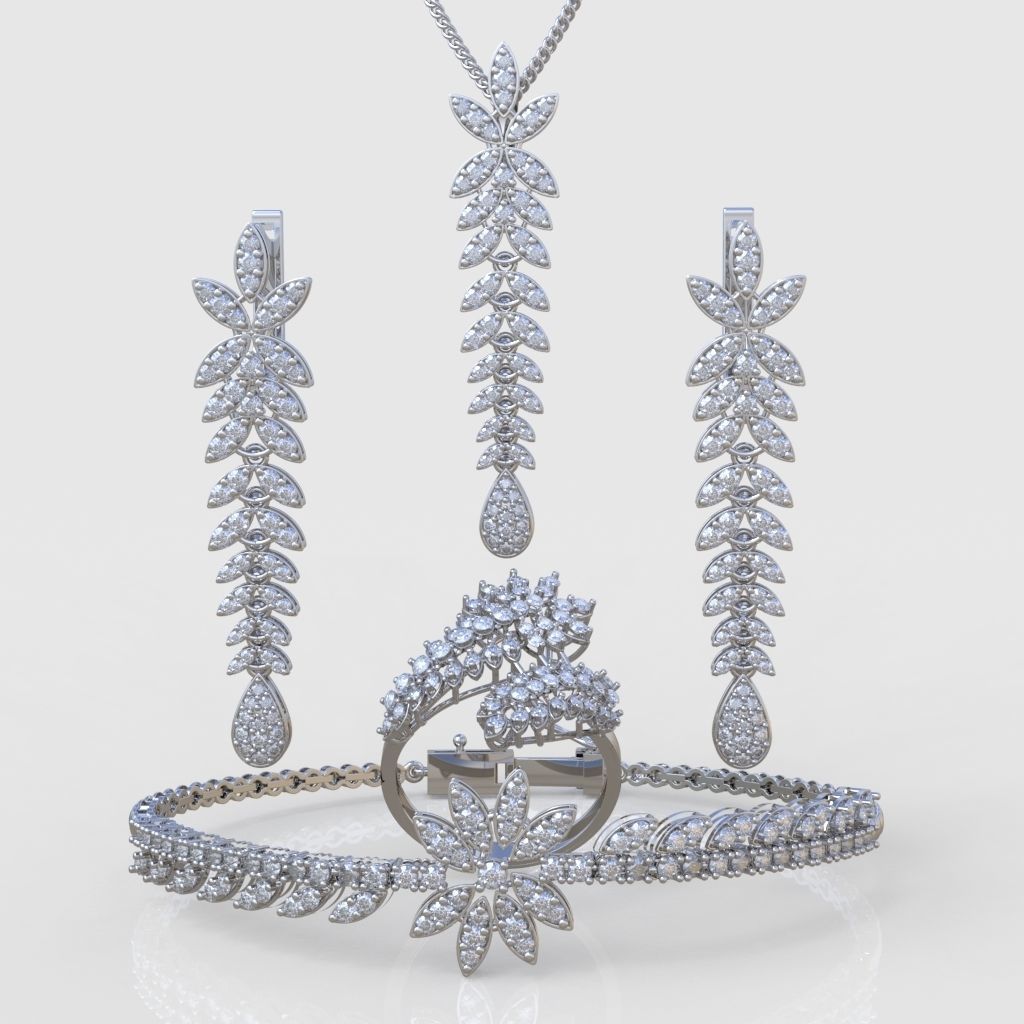 Ring Bracelet Earring and Pendant Set 3D printable model 0044 3D Model Collection_4