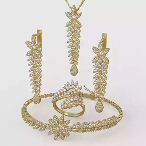 Ring Bracelet Earring and Pendant Set 3D printable model 0044