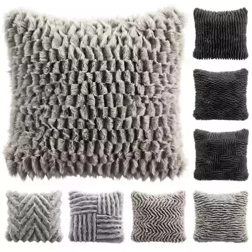Fur pillows set 4 3D model
