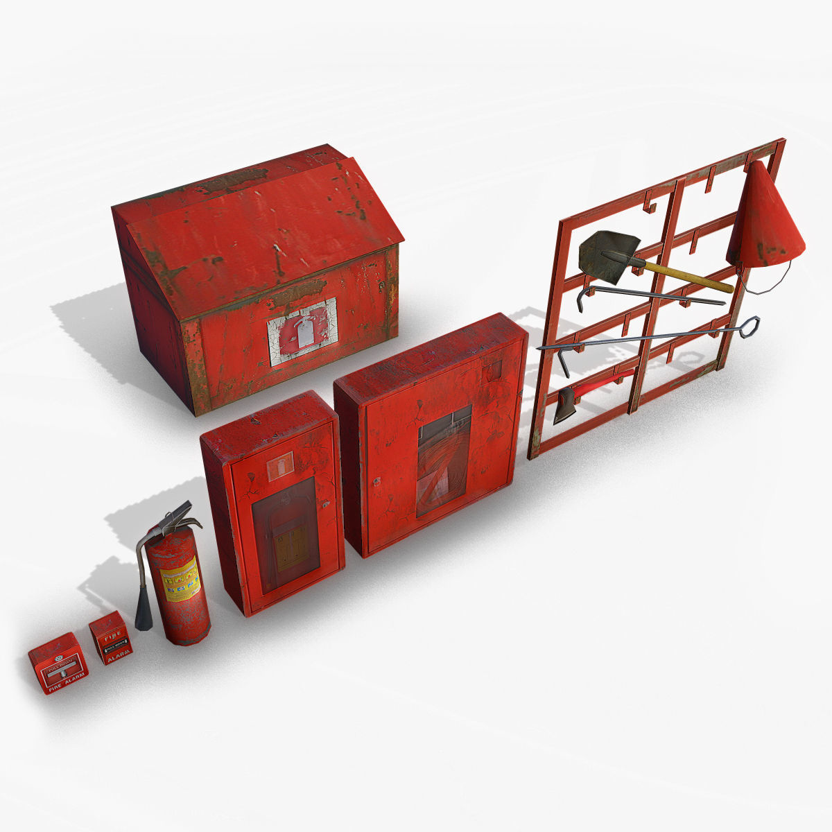 Fire Equipment Pack Low-poly 3D model_8