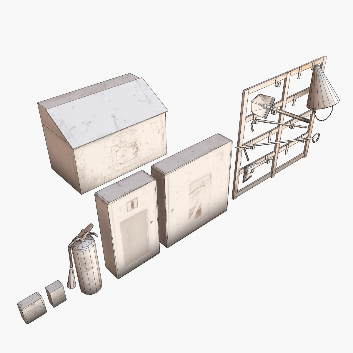 Fire Equipment Pack Low-poly 3D model_10