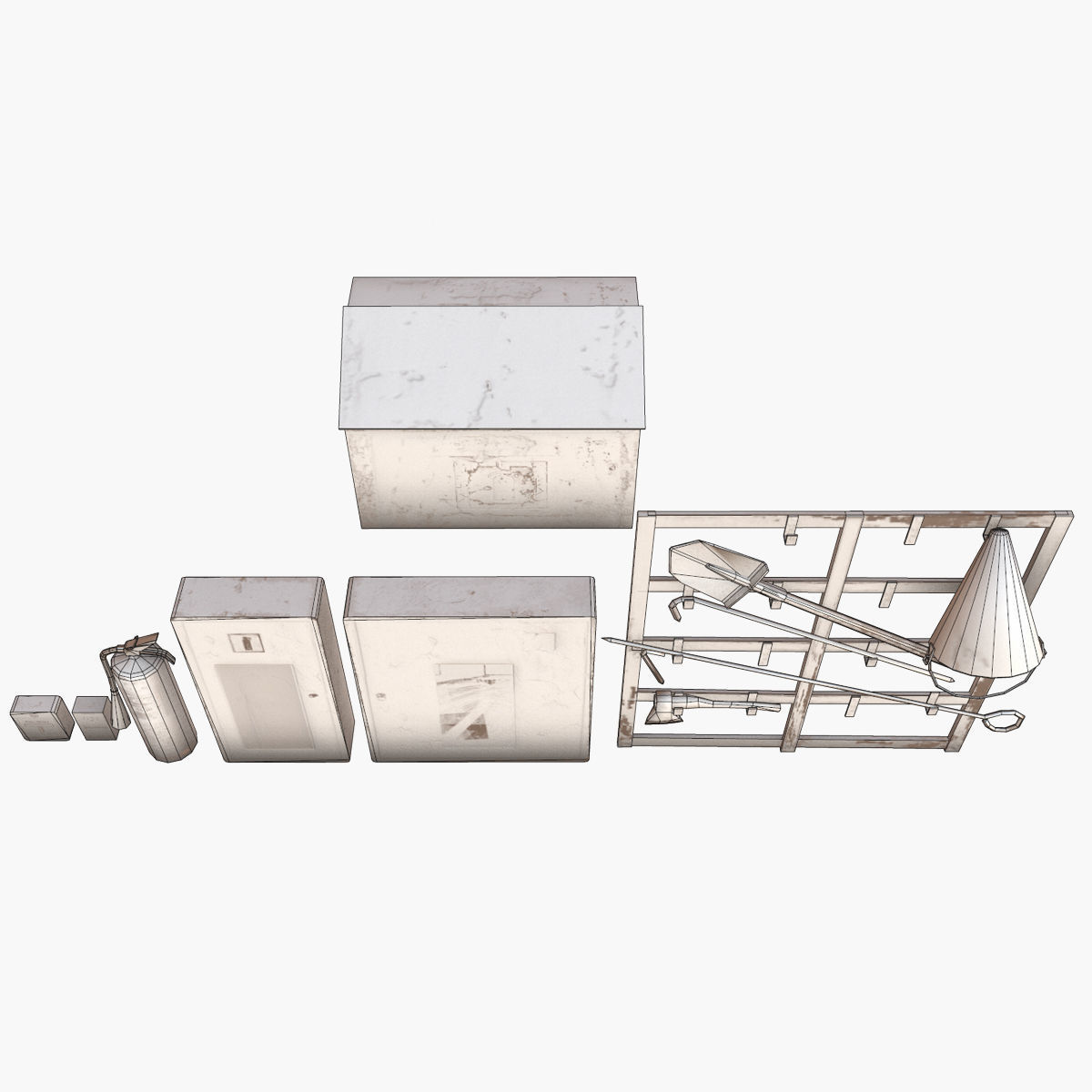 Fire Equipment Pack Low-poly 3D model_11