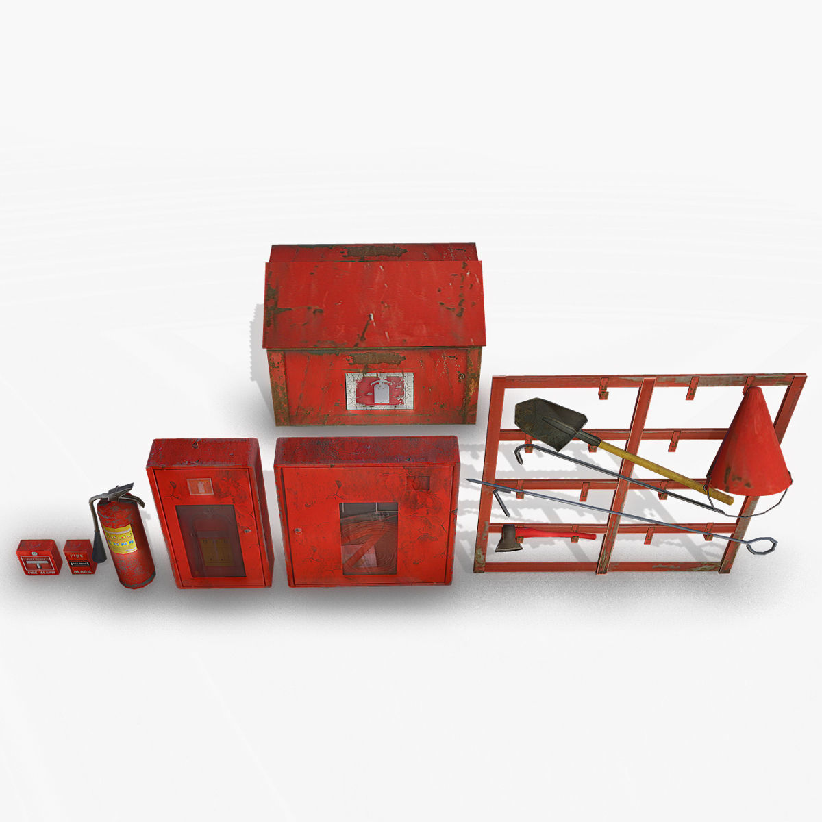 Fire Equipment Pack Low-poly 3D model_7