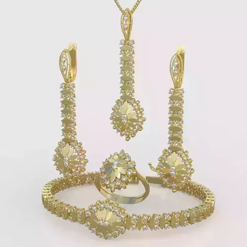 Ring Bracelet Earring and Pendant Set 3D printable model 0045