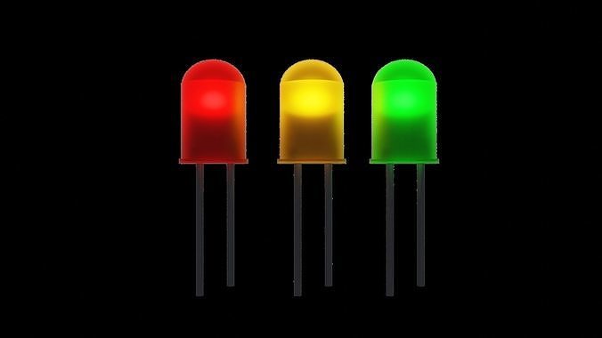 Diode Low-Poly model three colored leds Low-poly 3D model