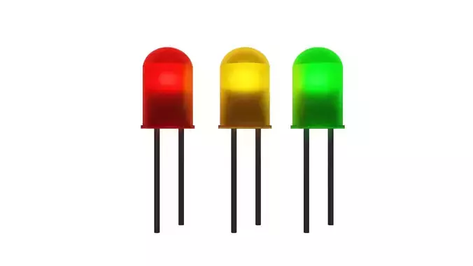 Diode Low-Poly model three colored leds Low-poly 3D model