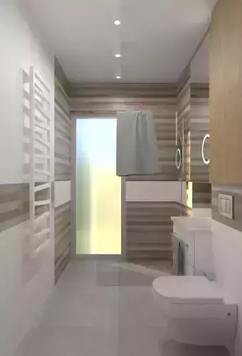 Bathroom modern with walls and wooden floors