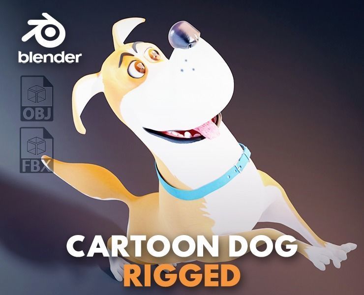 Cartoon dog Rigged Low-poly 3D model_30