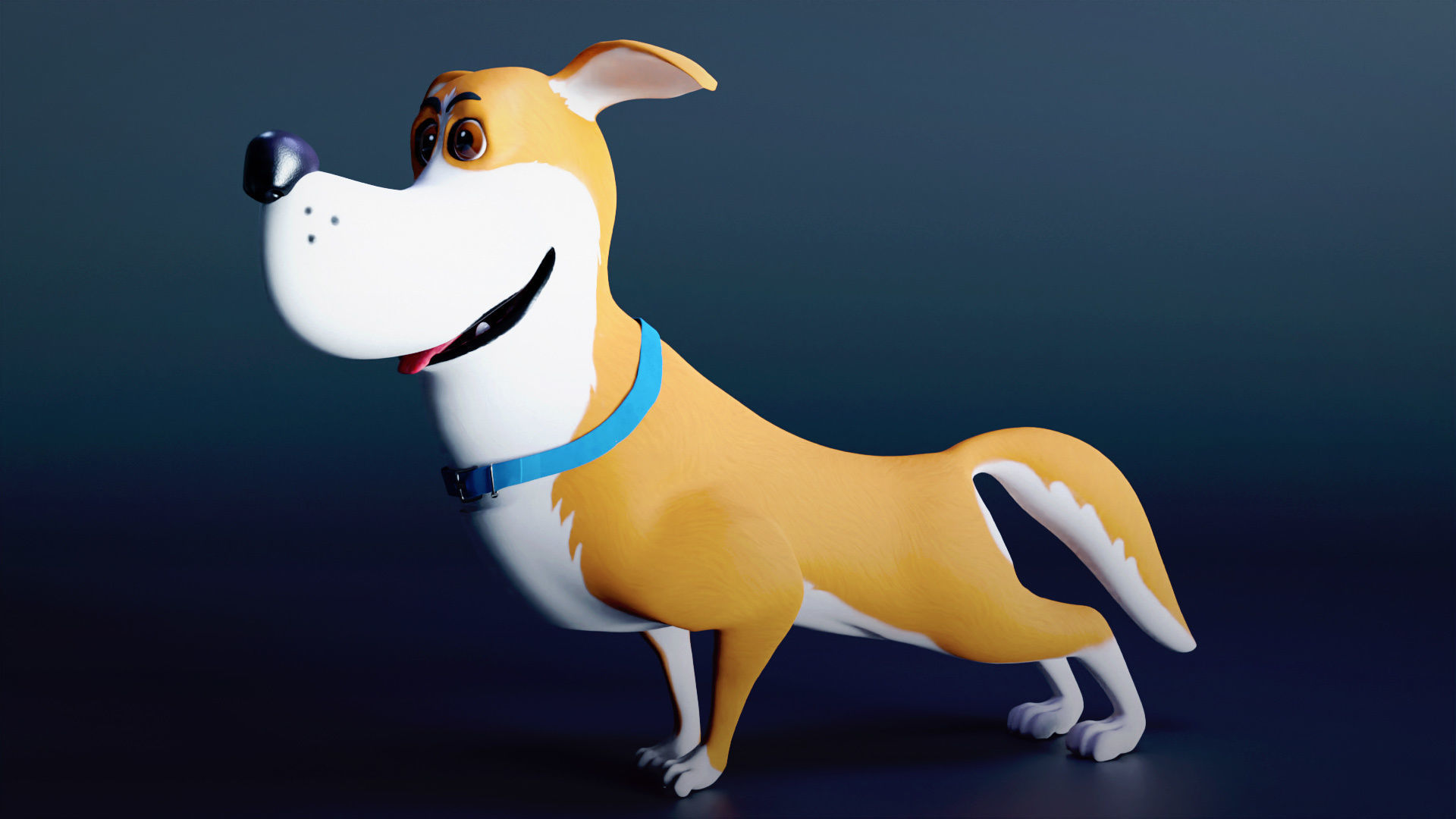 Cartoon dog Rigged Low-poly 3D model_3