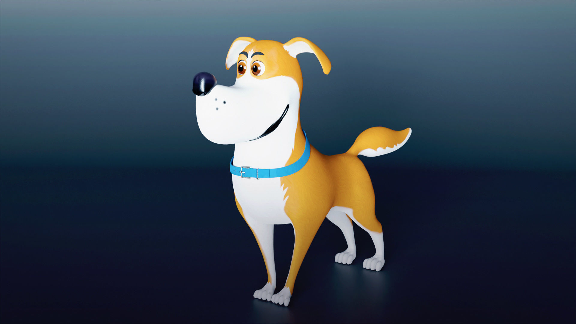 Cartoon dog Rigged Low-poly 3D model_10