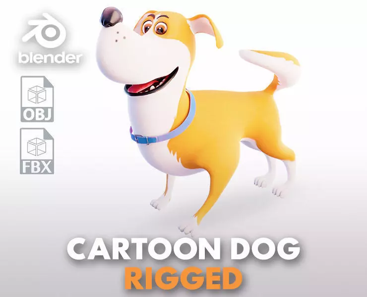Cartoon dog Rigged Low-poly 3D model_0