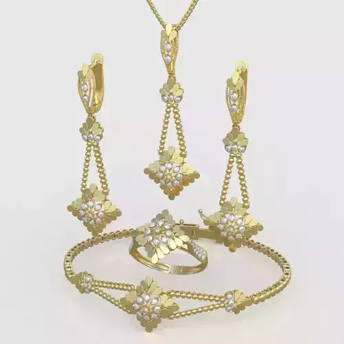 Ring Bracelet Earring and Pendant Set 3D printable model 0046