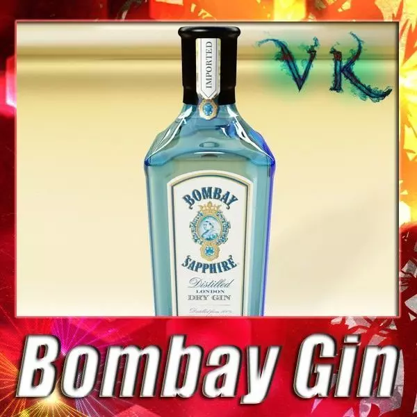 Photorealistic Bombay Sapphire Gin Bottle 3D model