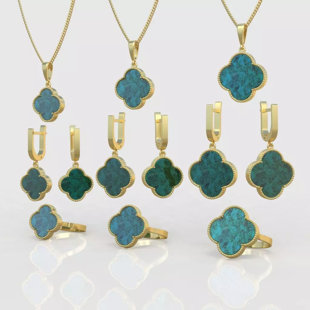 Ring Earring and Pendant Set 3D printable model 0047 3D Model Collection_0