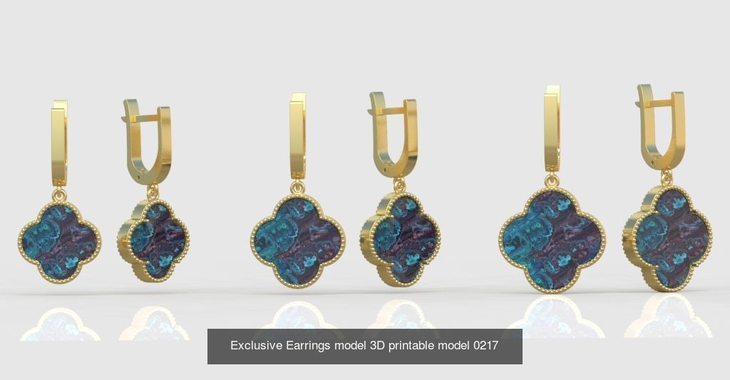 Ring Earring and Pendant Set 3D printable model 0047 3D Model Collection_6