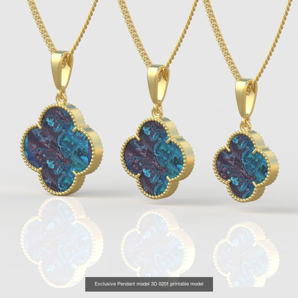 Ring Earring and Pendant Set 3D printable model 0047 3D Model Collection_5