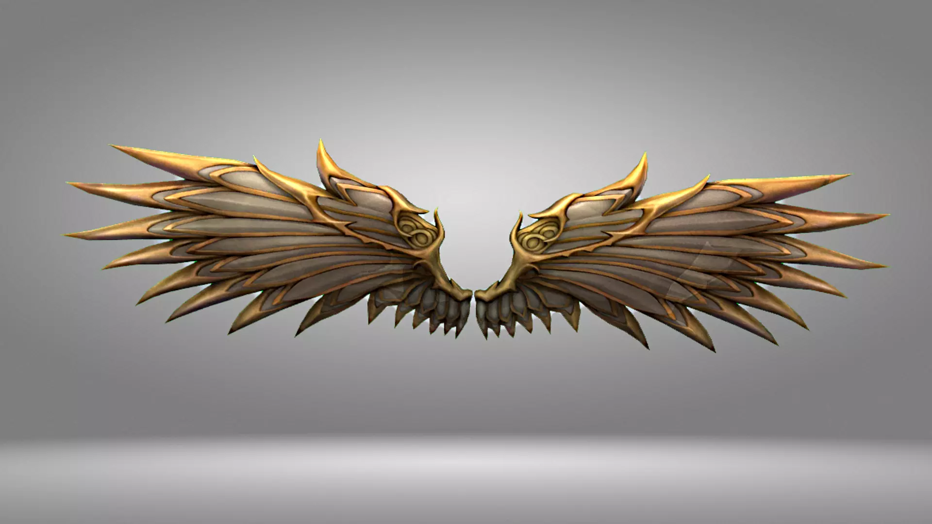 Futuristic Golden Wing Low-poly 3D model