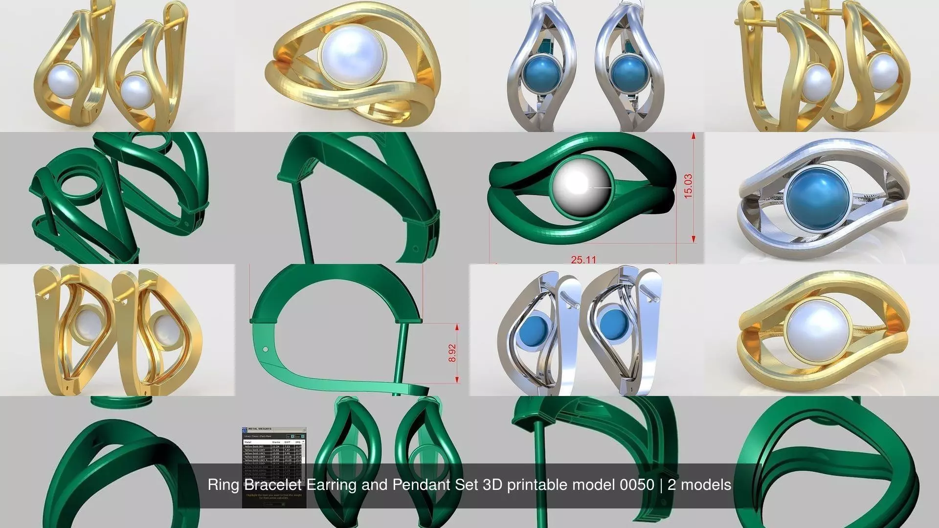 Ring and Earring  Set 3D printable model 0050 3D Model Collection_1