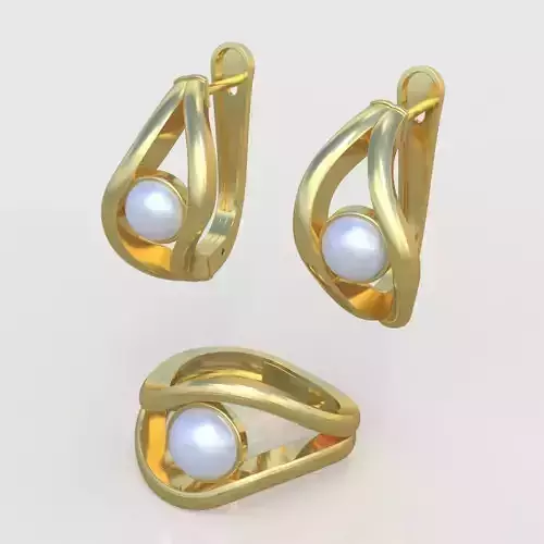 Ring and Earring  Set 3D printable model 0050