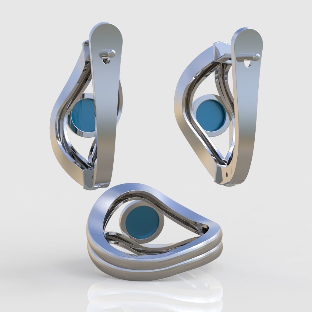 Ring and Earring  Set 3D printable model 0050 3D Model Collection_7