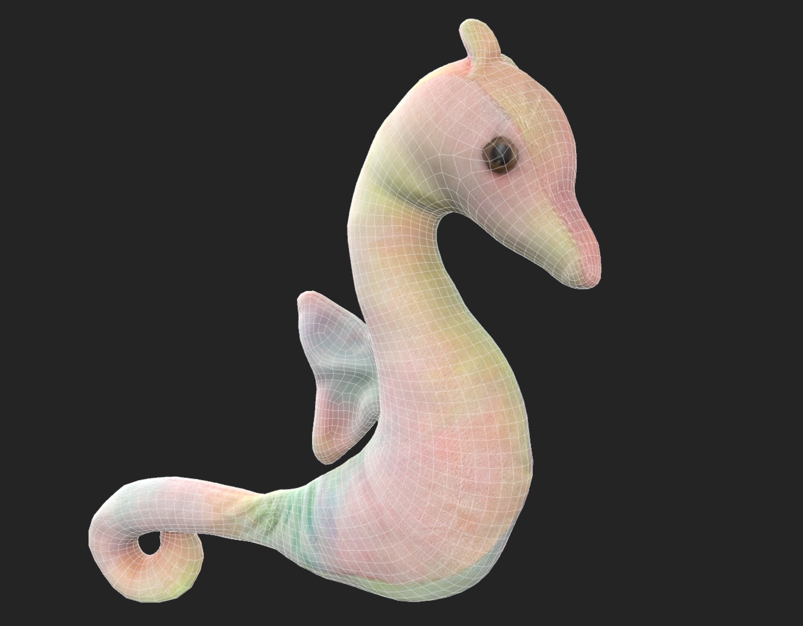 Seahorse soft toy Low-poly 3D model_6