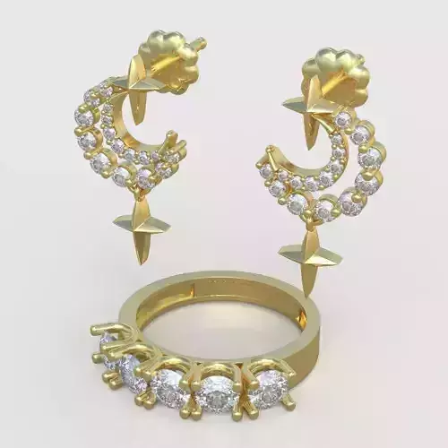 Ring and Earring Set 3D printable model 0052