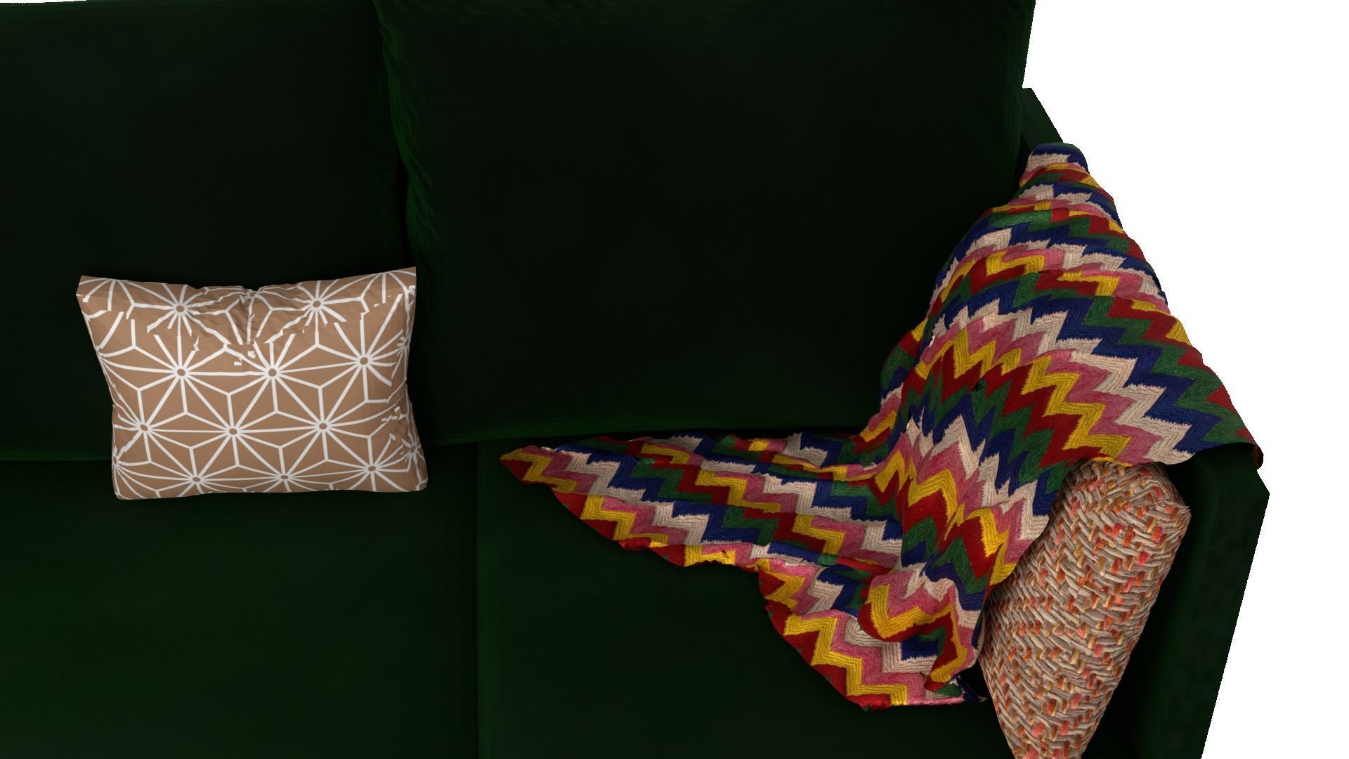 Modern green sofa  3D model_4