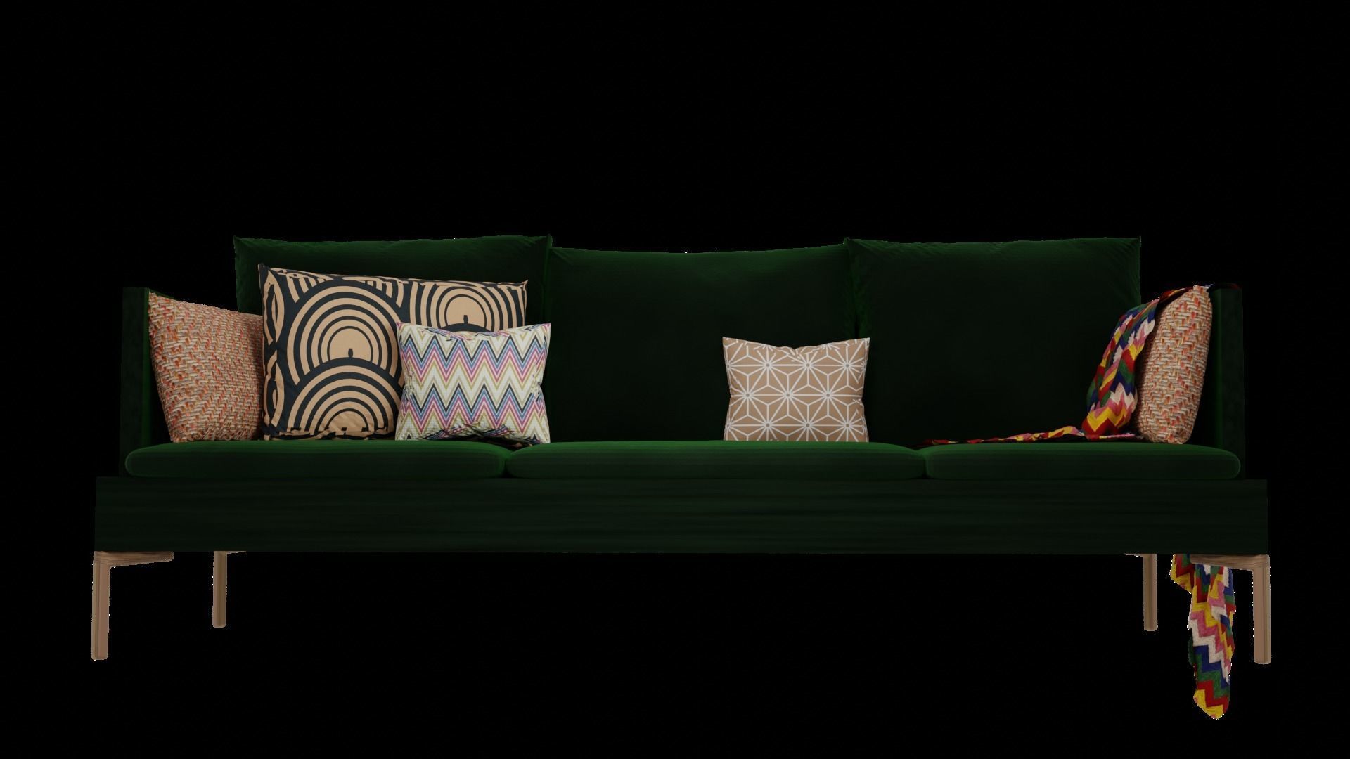 Modern green sofa  3D model_5