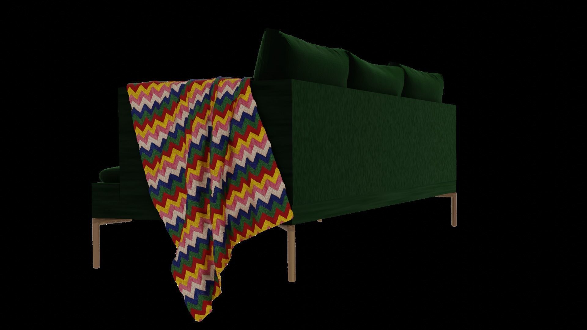 Modern green sofa  3D model_3