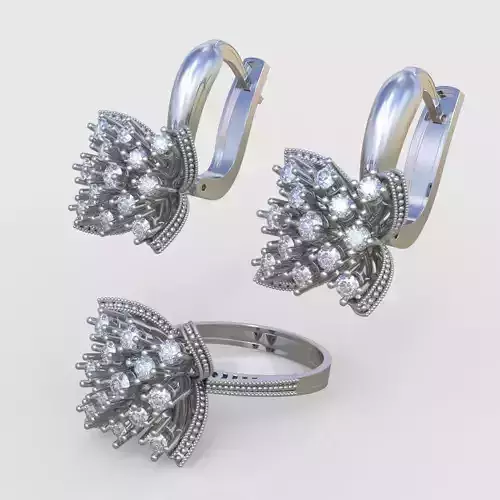 Ring and Earring Set 3D printable model 0053 3D Model Collection