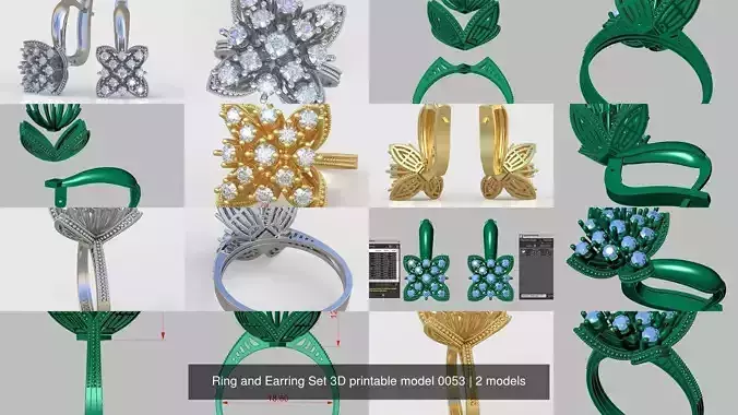 Ring and Earring Set 3D printable model 0053