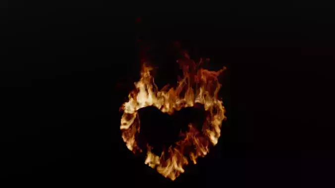 Animation of ignition and burning heart fire