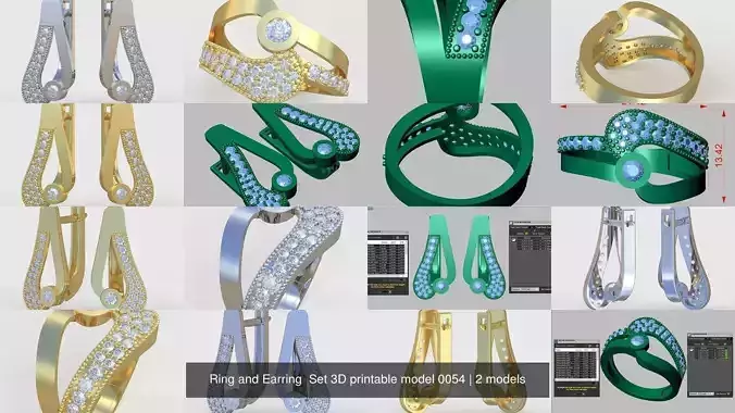 Ring and Earring  Set 3D printable model 0054