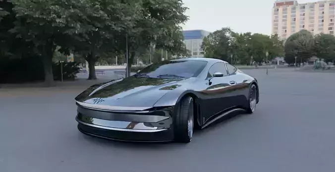 Futuristic Concept Car High-Poly 3D Model with Interior 3D model