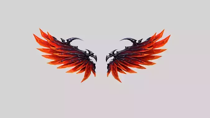 Fire Metal Wing Low-poly 3D model