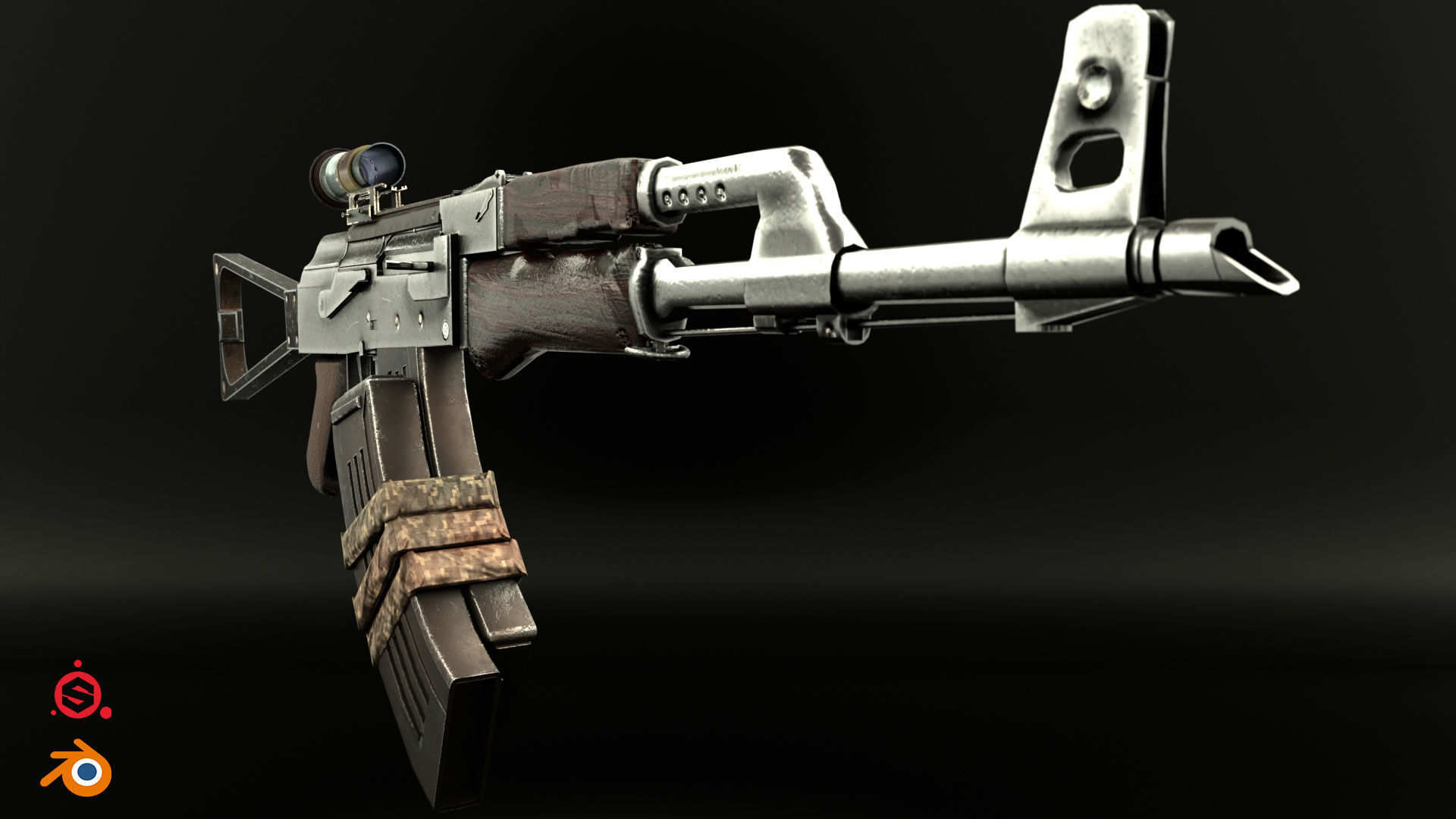 AK-47 Kalashnikov Low-poly 3D model_3