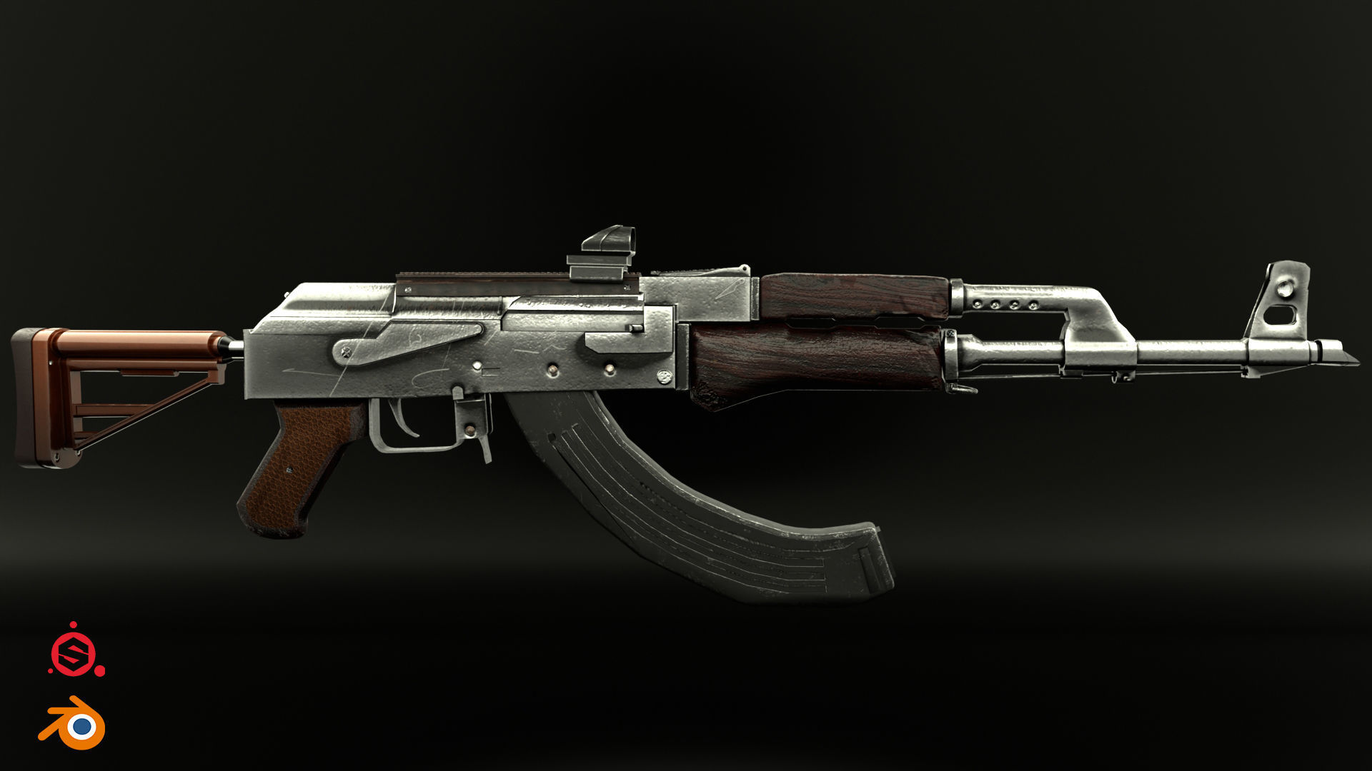 AK-47 Kalashnikov Low-poly 3D model_10