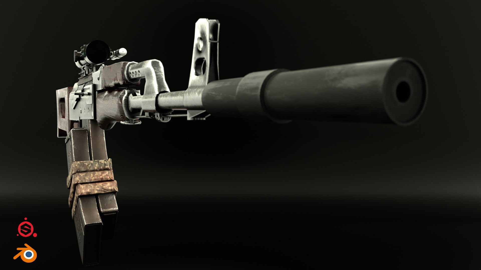 AK-47 Kalashnikov Low-poly 3D model_5