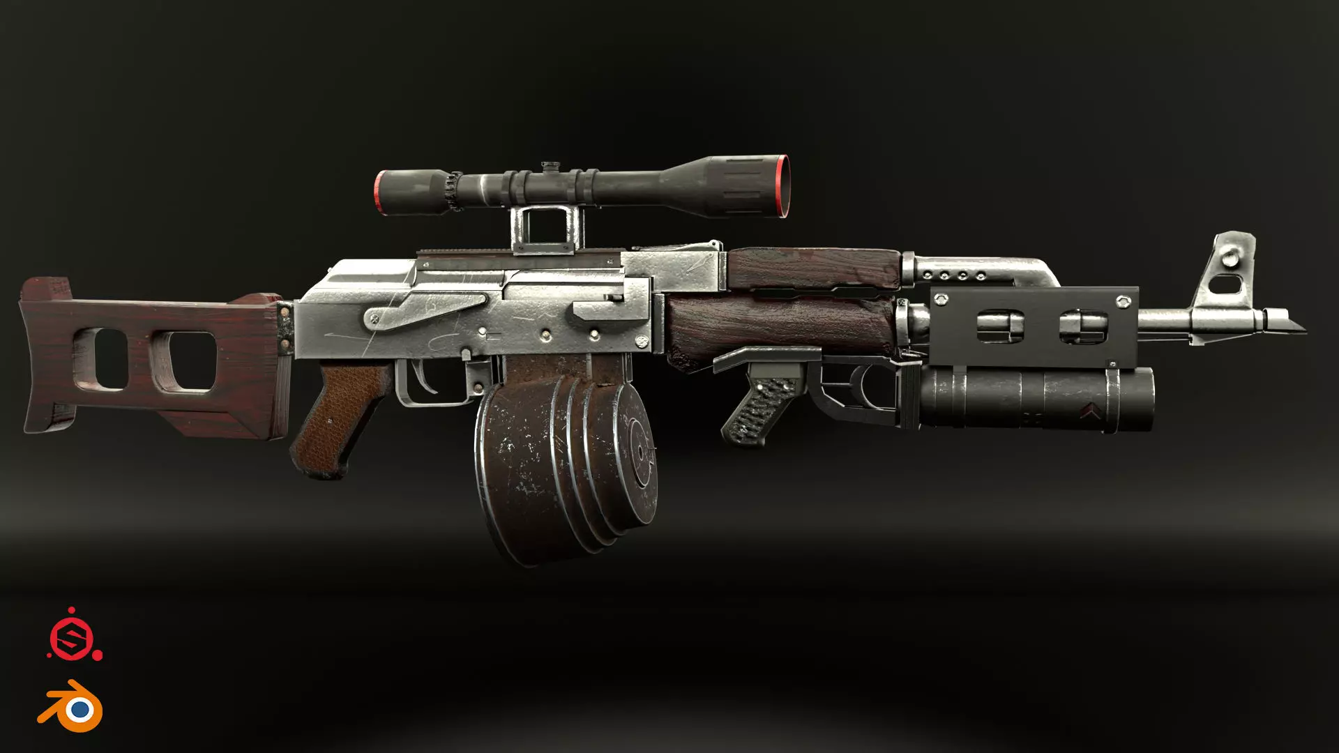 AK-47 Kalashnikov Low-poly 3D model_0