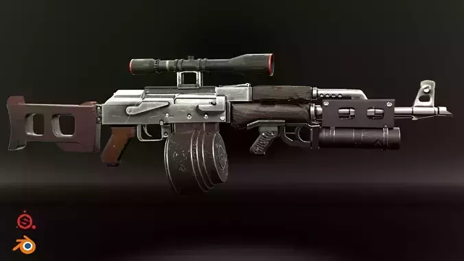 AK-47 Kalashnikov Low-poly 3D model