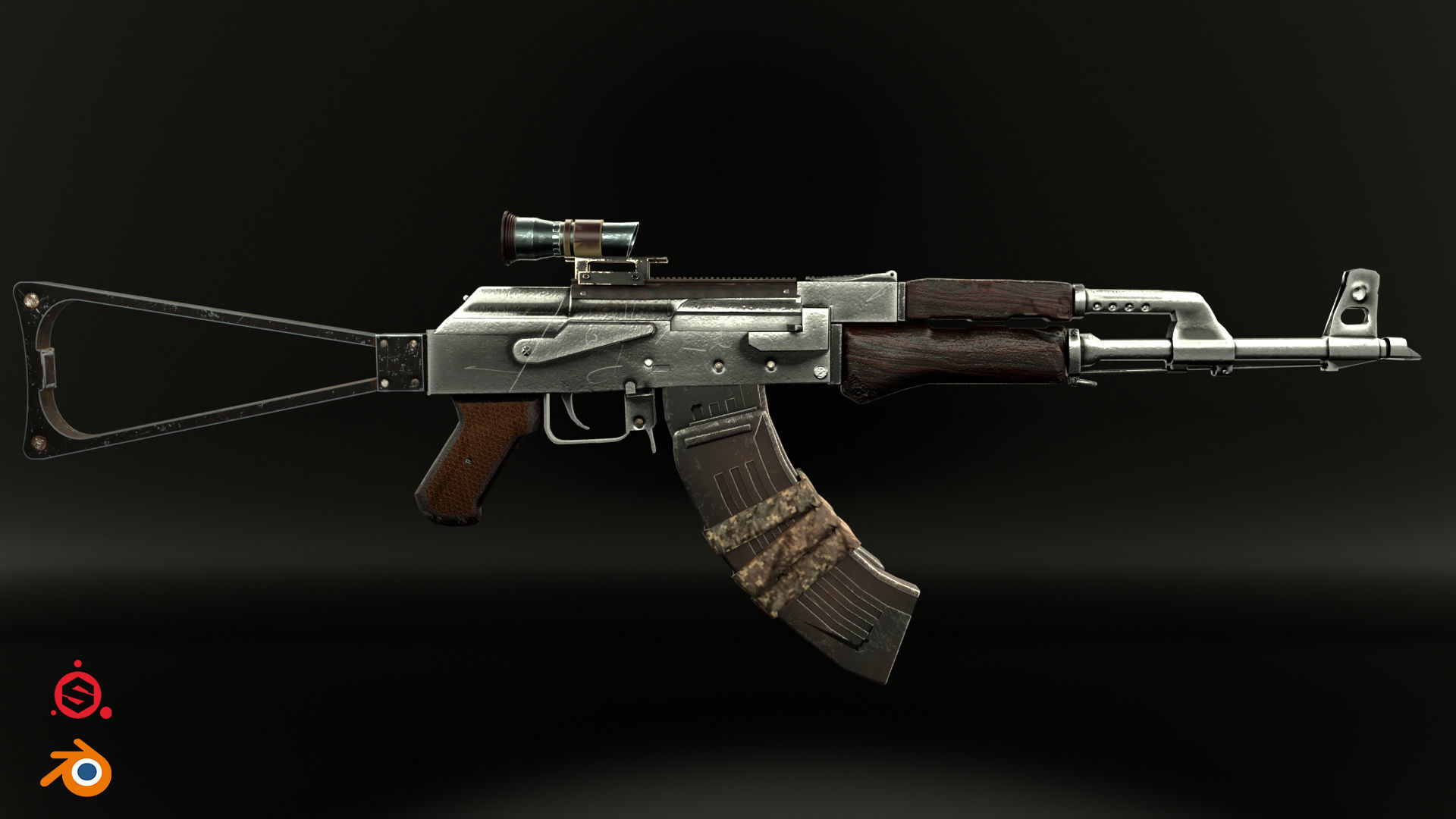 AK-47 Kalashnikov Low-poly 3D model_8