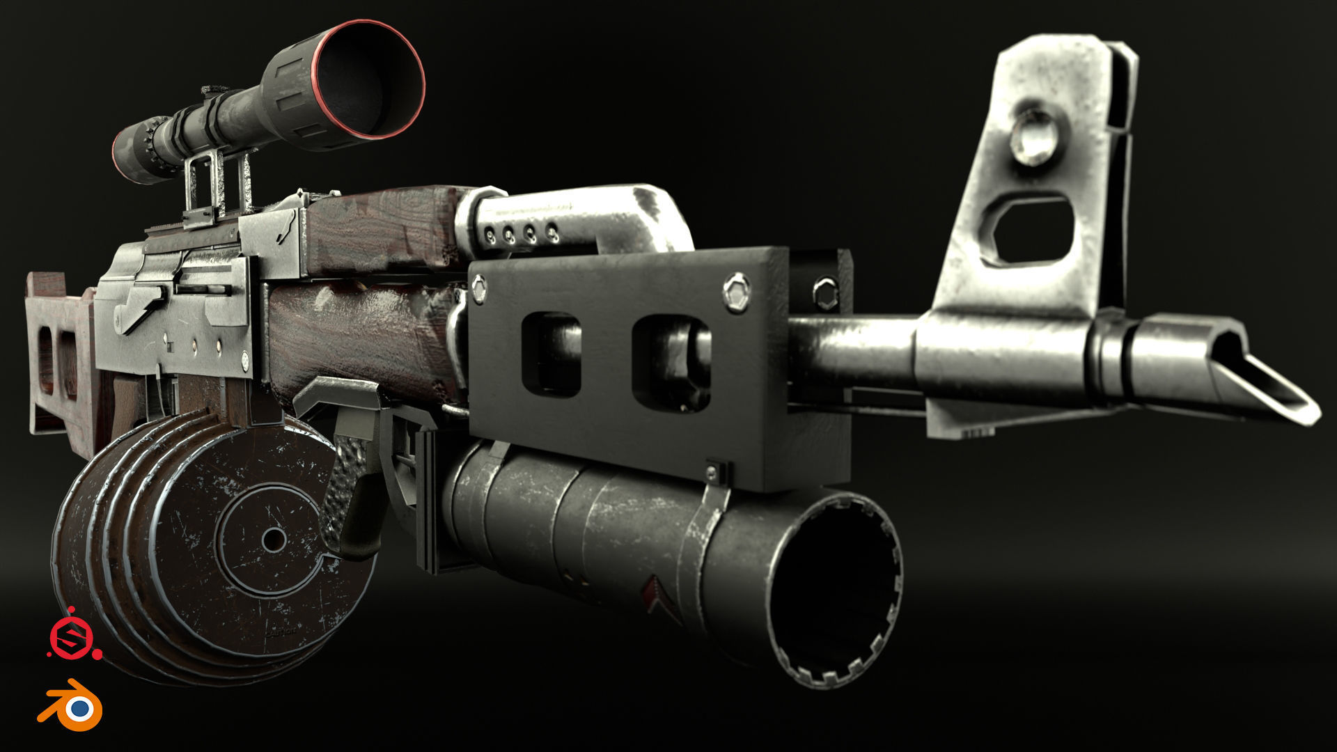 AK-47 Kalashnikov Low-poly 3D model_2