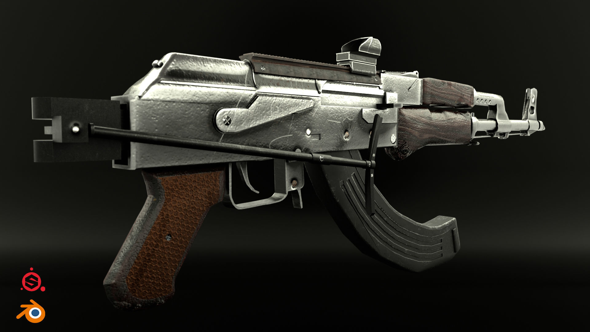 AK-47 Kalashnikov Low-poly 3D model_9