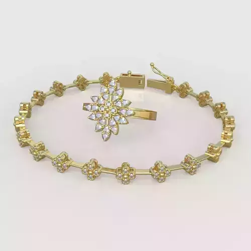 Ring and Bracelet  Set 3D printable model 0056