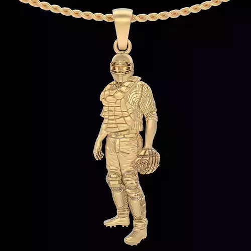 Baseball Catcher pendant silver gold jewelry 3D printable model
