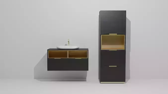 Bathroom cabinets black and gold
