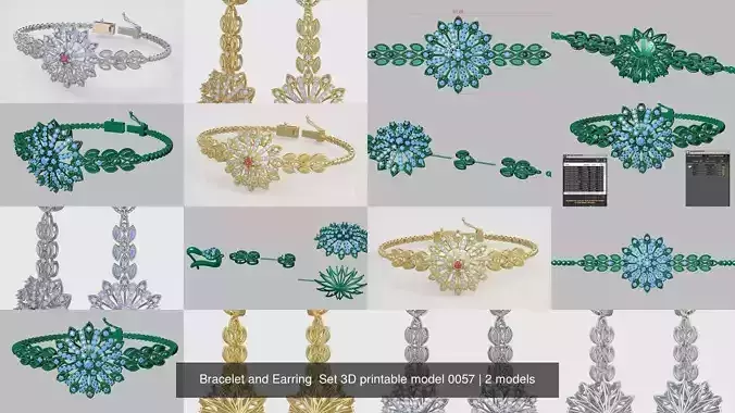 Bracelet and Earring  Set 3D printable model 0057