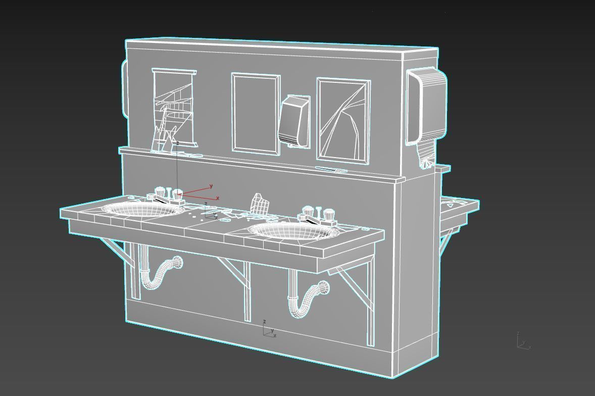 Abandoned  Double Sided Sink 3D model_13
