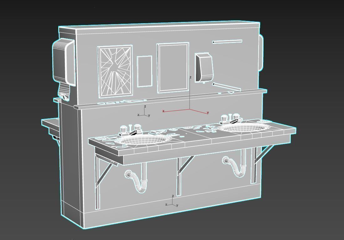 Abandoned  Double Sided Sink 3D model_15